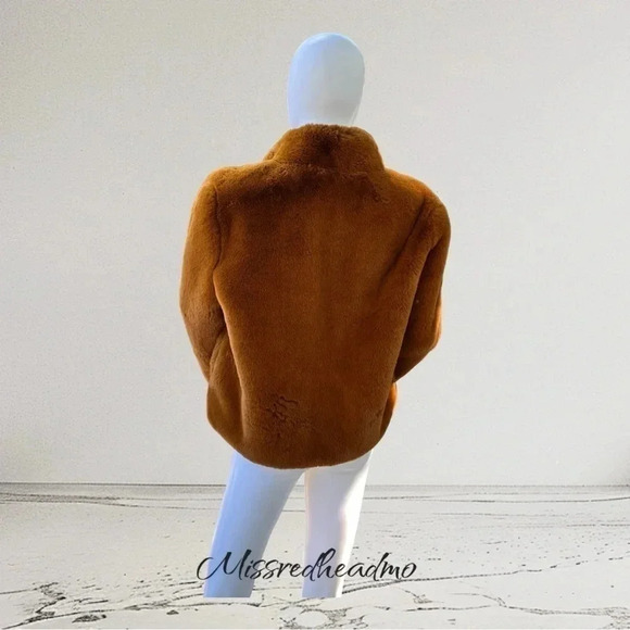Forever 21 Burnt Orange Faux Fur Jacket - M - Picture 3 of 5
